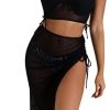 Womens Swimwerar Cover Ups Sheer Mesh Cropped Top with Wrap Skirt Set Beach Coverup Two Piece Bathing Suit Outfits