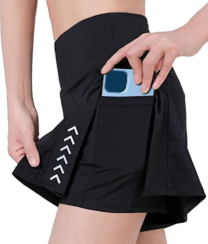 Women's Workout Shorts Fake Two-Piece Running Shorts with Pocket Gym Running Casual Summer