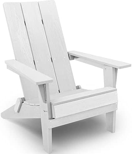 YEFU Modern Folding Adirondack Chair Plastic, 1s Expand/Store Upgrade Unlocked Weather-Resistant, Poly Lumber Outdoor Chairs Stacked, Widely Used in Outside Patio Chairs (White)
