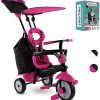 smarTrike Vanilla Plus 4 in 1 Adjustable Baby and Toddler Tricycle Push Bike with Canopy for Ages 15 Months to 3 Years, Pink