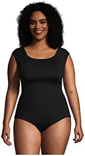 Lands' End Women's Tummy Control Cap Sleeve High-Neck X-Back One Piece Swimsuit