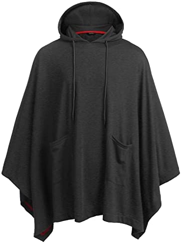 COOFANDY Unisex Casual Hooded Poncho Cape Cloak Fashion Coat Hoodie Pullover with Pocket