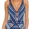 Becca by Rebecca Virtue Women's Driftwood Show & Tell Plunge One Piece Swimsuit