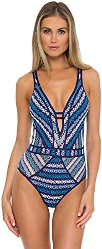 Becca by Rebecca Virtue Women's Driftwood Show & Tell Plunge One Piece Swimsuit