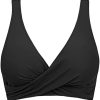 Halosisy Women's Sexy V Neck Twist Front Criss Cross Back Lace Up Ruched Push Up Supportive Swimsuit Bikini Tops