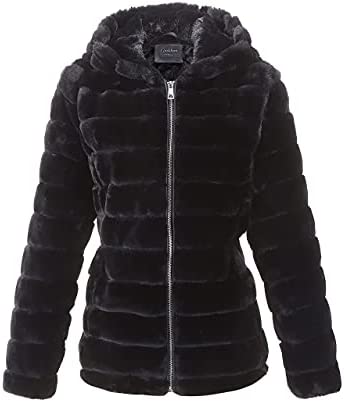 Giolshon Women Faux Fur Fleece Shearling Coat Fall and Winter Fashion Fluffy Fuzzy Shaggy Jacket Hooded