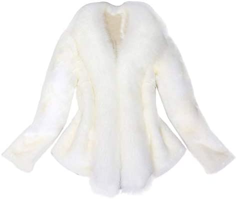 Faux Fur Coat for Women White Fuzzy Outerwear Luxury Open Front Jackets Winter Warm Cropped Tops Short Loose Coats
