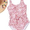 SweatyRocks Women's One Piece Swimsuit Cute Belted All Over Print Swimwear Monokini