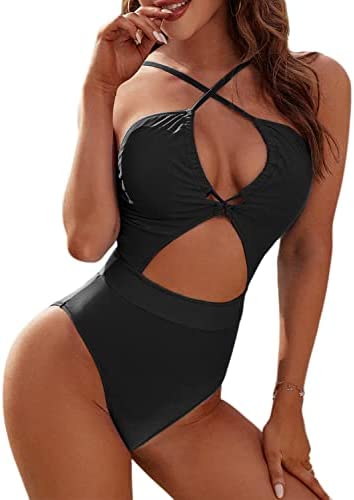 Blooming Jelly Women's High Waisted Sexy Monokini One Piece Swimsuits Cut Out Swimwear Color Block Bathing Suit