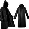 2 Pack Black Portable Rain Ponchos, Roctee Reusable Rain Jacket for Adults with Hood, Raincoats Outdoor Large, Rain Coat