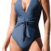 CUPSHE Women's Halter One Piece Swimsuit Plunge Tie Waisted Backless Bathing Suit