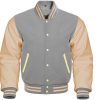 Letterman Base Ball Varsity Jacket College Retro Gray Wool Body And Cream Leather Sleeves Jacket