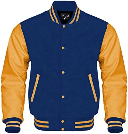 Letterman Varsity Jacket Genuine Cow Leather Sleeves and Original Wool