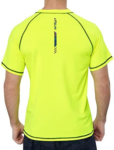 Men's Swim Shirts Short Sleeve Quick Dry UPF 50+ Sun Protection Rash Guard Beach Fishing T Shirts
