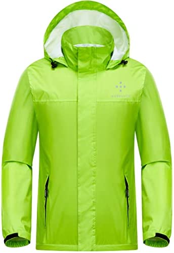 AXESQUIN Men's Waterproof Rain Jacket Lightweight Raincoat with Hood Outdoor Rain Shell Coat for Hiking Travel