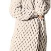 Koodred Women's Casual Open Front Long Sleeve Knit Cardigan Sweater Warm Hooded Outwear Coat
