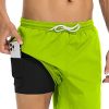 FESCOO Mens Swimming Trunks with Compression Liner Quick Dry Swim Shorts Bathing Suits with Zipper Pockets