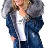 Denim Jacket for Women with Hood Thicken Warm Wool Outwear Winter Parka Overcoat Long Jacket