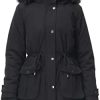 Royal Matrix Women's Winter Warm Parka Jacket Hooded Mid-length Windbreaker Faux-fur Lined Jackets with Coated Pockets