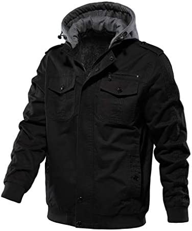 Buytop Men's Casual Winter Cotton Military Jackets Outdoor Full Zip Army Coat