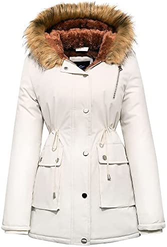 FARVALUE Womens Water-reprllent Winter Coat Thicken Puffer Jacket Warm FLeece Lined Parka with Fur Hood
