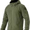 BIYLACLESEN Men's Outdoor Tactical Jackets Softshell Fleece Hoodie Full Zip up Jackets Coats Polar Fleece Jacket