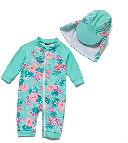 Baby Rushguard Toddler Swimsuit UPF 50+ Sun Protection One Piece Sunsuit with Long Zipper