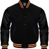 Baseball Jacket Varsity Letterman Jackets Genuine Leather Sleeves & 37 Team Colors Original Wool