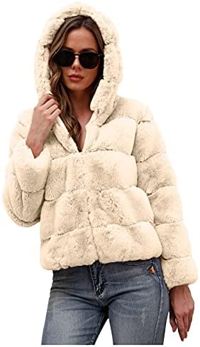 Coats for Womens Faux Fur Winter Warm Coat Cropped Fluffy Jacket Party Outwear Fuzzy Fleece Cardigan Shaggy Outerwear