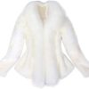 Faux Fur Coat for Women White Fuzzy Outerwear Luxury Open Front Jackets Winter Warm Cropped Tops Short Loose Coats