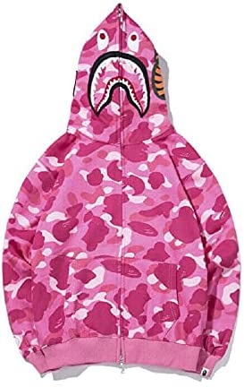Hot Bape A Bathing Ape Hoodie Shark Head Camo Full-Zip Sweatshirt Men's Jacket Long Sleeve Coat