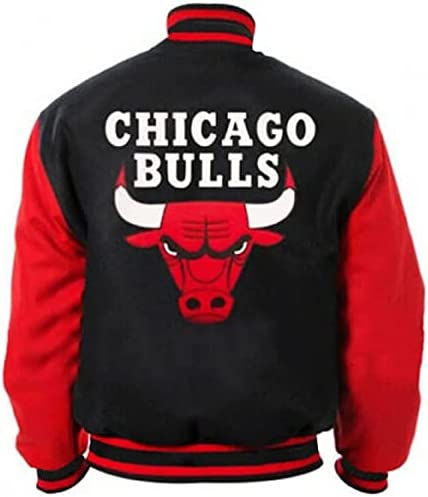 Letterman Baseball Varsity Black and Red Bull Jacket | Ultra Game Men’s Chicago Vintage Bomber Leather Jacket