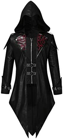 Men's Gothic Tailcoat Vintage Zipper Up Asymmetrical Hoodie Jacket Irregular Longline Punk Party Outwear Coat