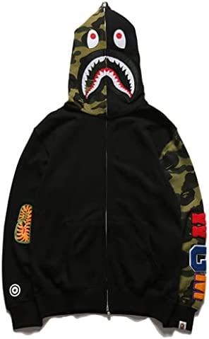 Shark Ape Bape Hoodie Men Women Fashion Full Face Zip Up Hoodies Unisex Casual Loose Hooded Sweatshirts Bape Jackets