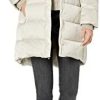 T Tahari Women's Fitted Puffer Jacket with Bib and Faux Fur Trimmed Hood