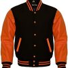 Varsity Letterman Baseball Dark Grey Wool and Genuine Red Leather Sleeves Jacket