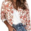 Womens Casual Floral Jackets Lightweight Zip Up Inspired Bomber Jacket Stand Collar Baseball Jackets Outwear