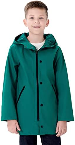 maoo garden Girls Boys Rain Jacket Lightweight Waterproof Raincoat Hooded Lined Long Windbreaker